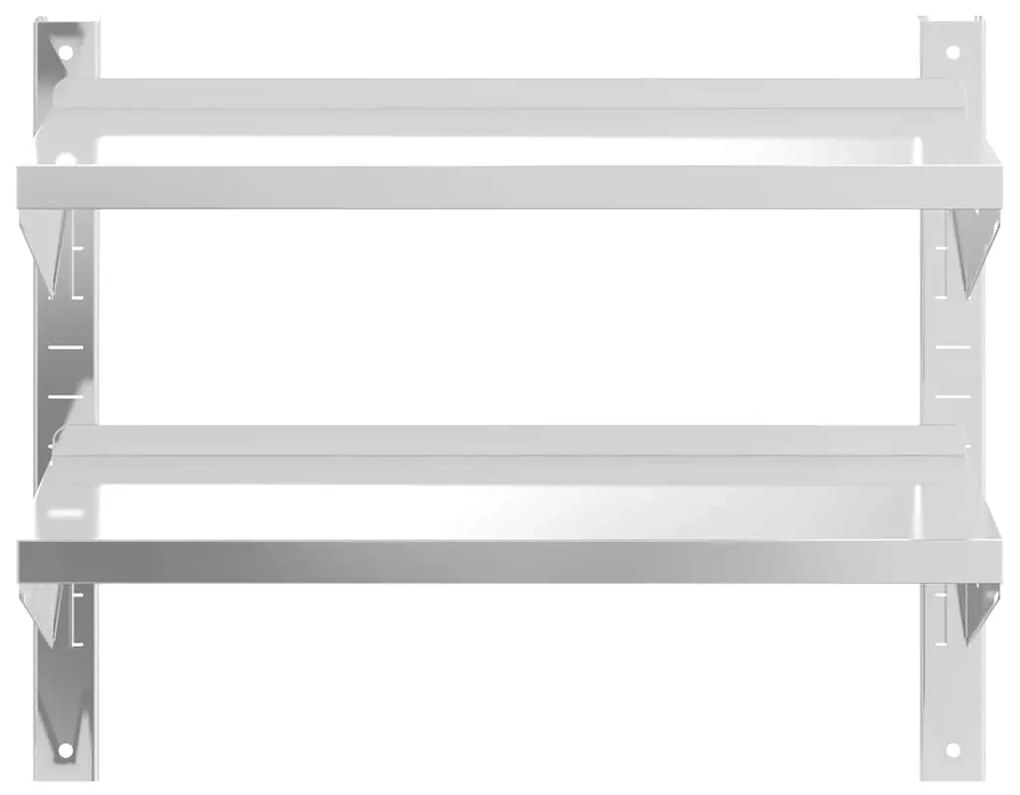 Estante parede 2 prateleiras 75x23,5x60 cm aço inoxidável prata