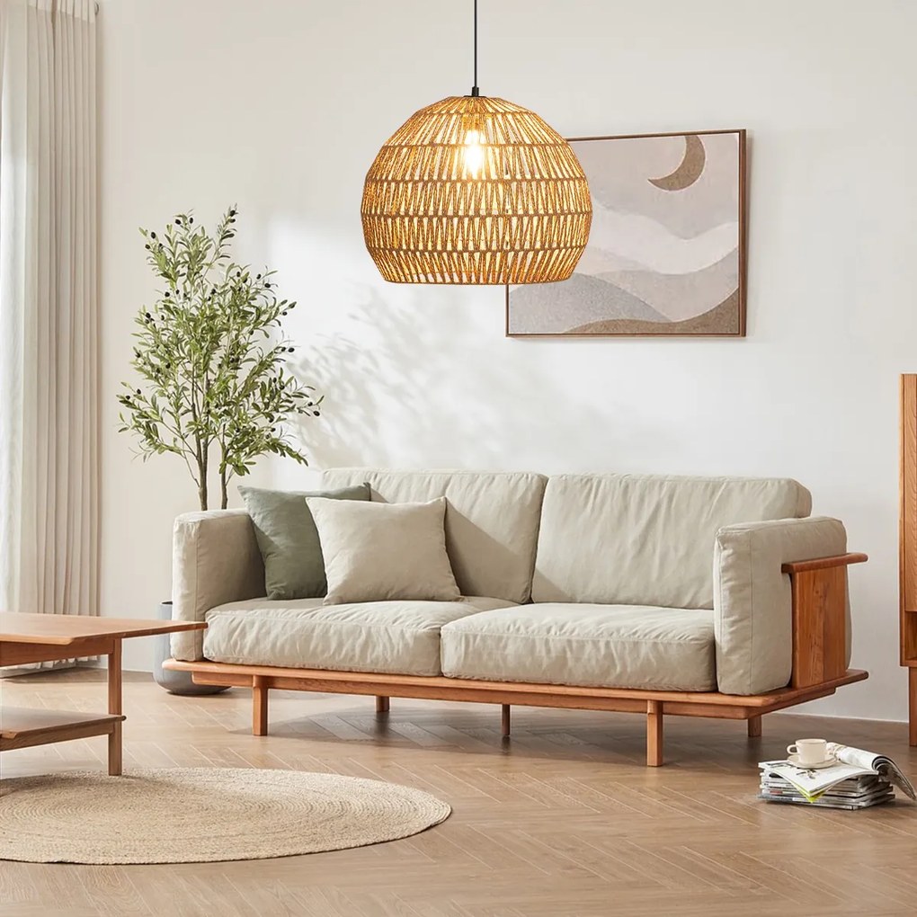Candeeiro Teto esférico suspensa fácil de instalar, lâmpada incluída, para sala de jantar, sala de estar, quarto... 43 x 34 cm, cor castanho café