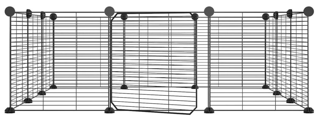 Gaiola p/ animais de 12 painéis c/porta 35x35 cm aço preto