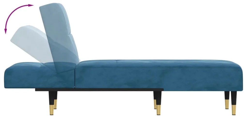 Chaise longue veludo azul
