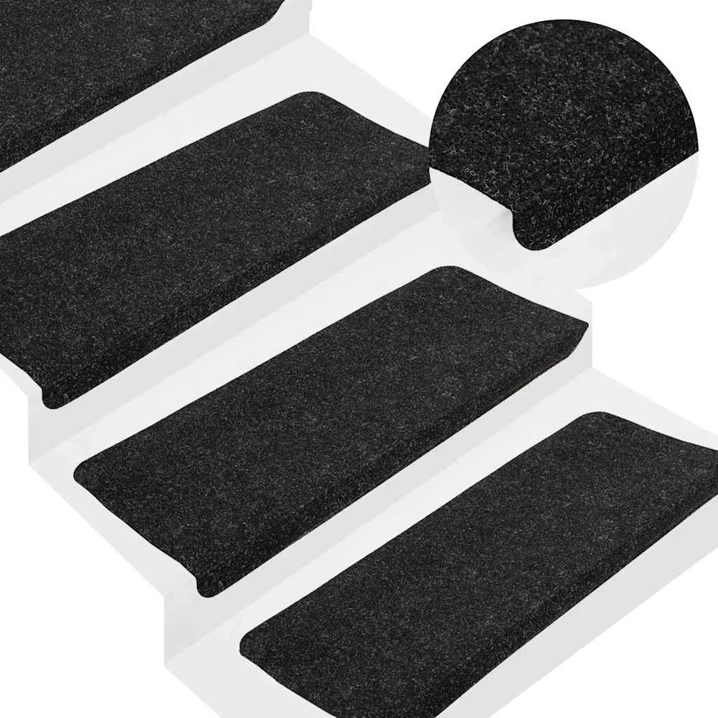 Tapetes de escada adesivos 30 pcs 65x24,5x3,5 cm antracite