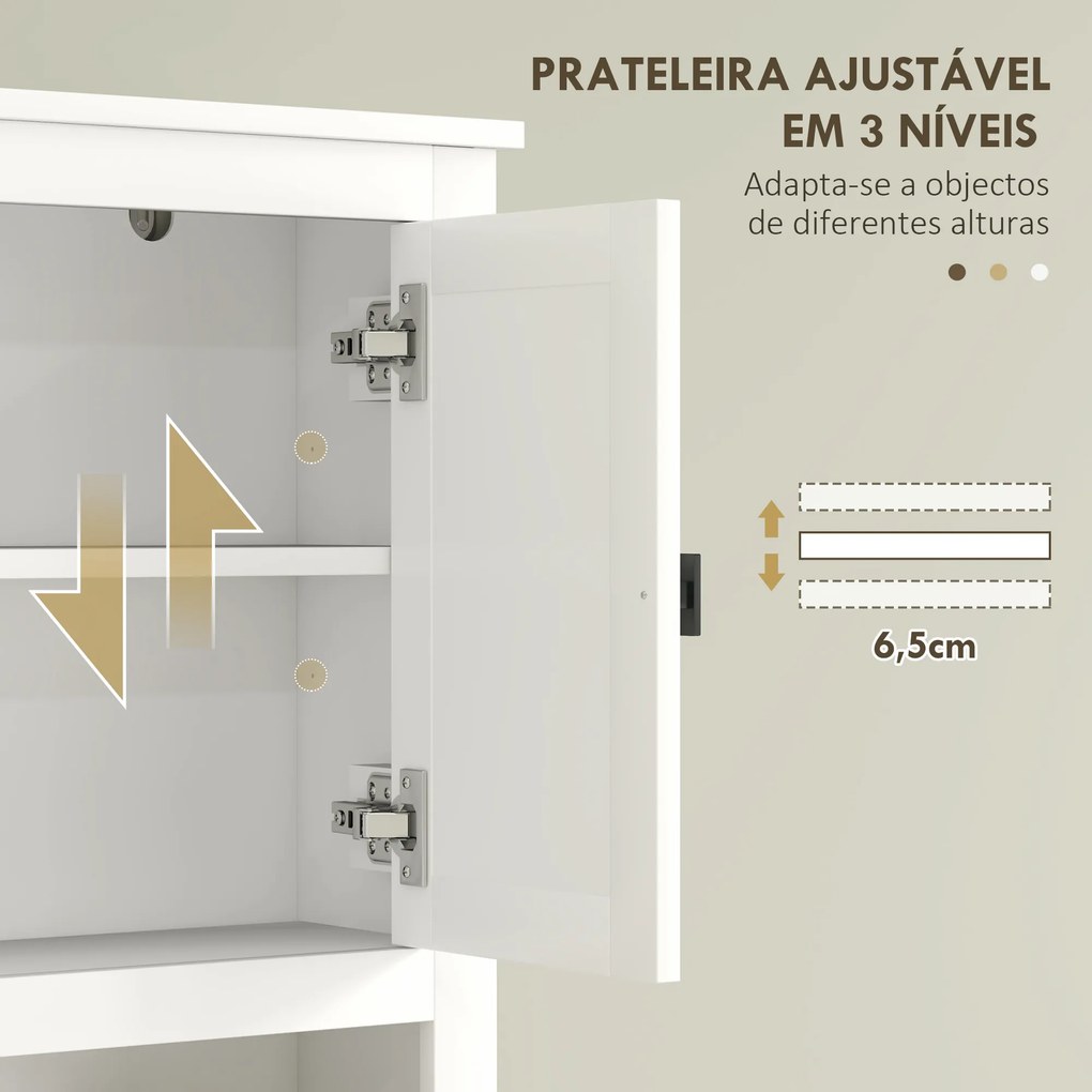 Móvel sobre Sanita Armário sobre Sanita com 2 Portas com Frente em Vime Compartimento e Prateleira Ajustável 60x19,5x160 cm Branco