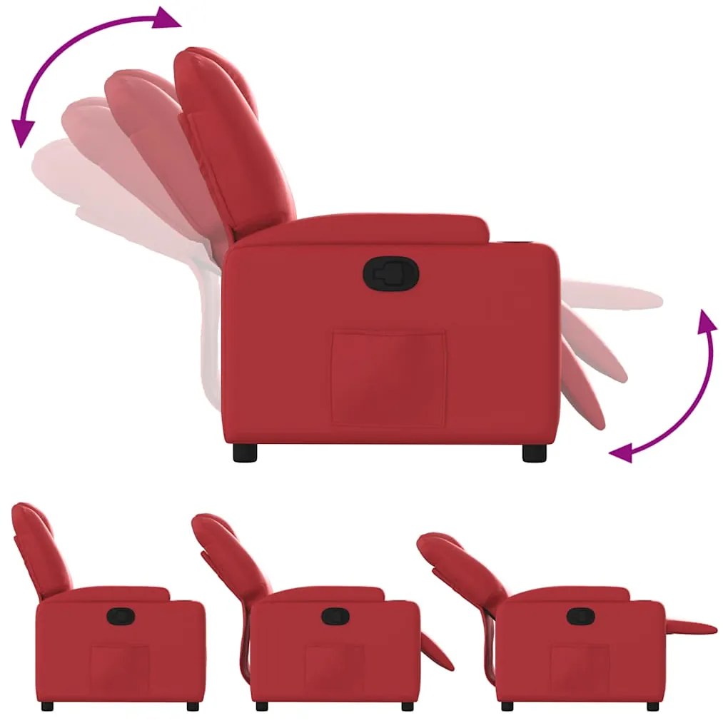 Poltrona reclinável couro artificial vermelho