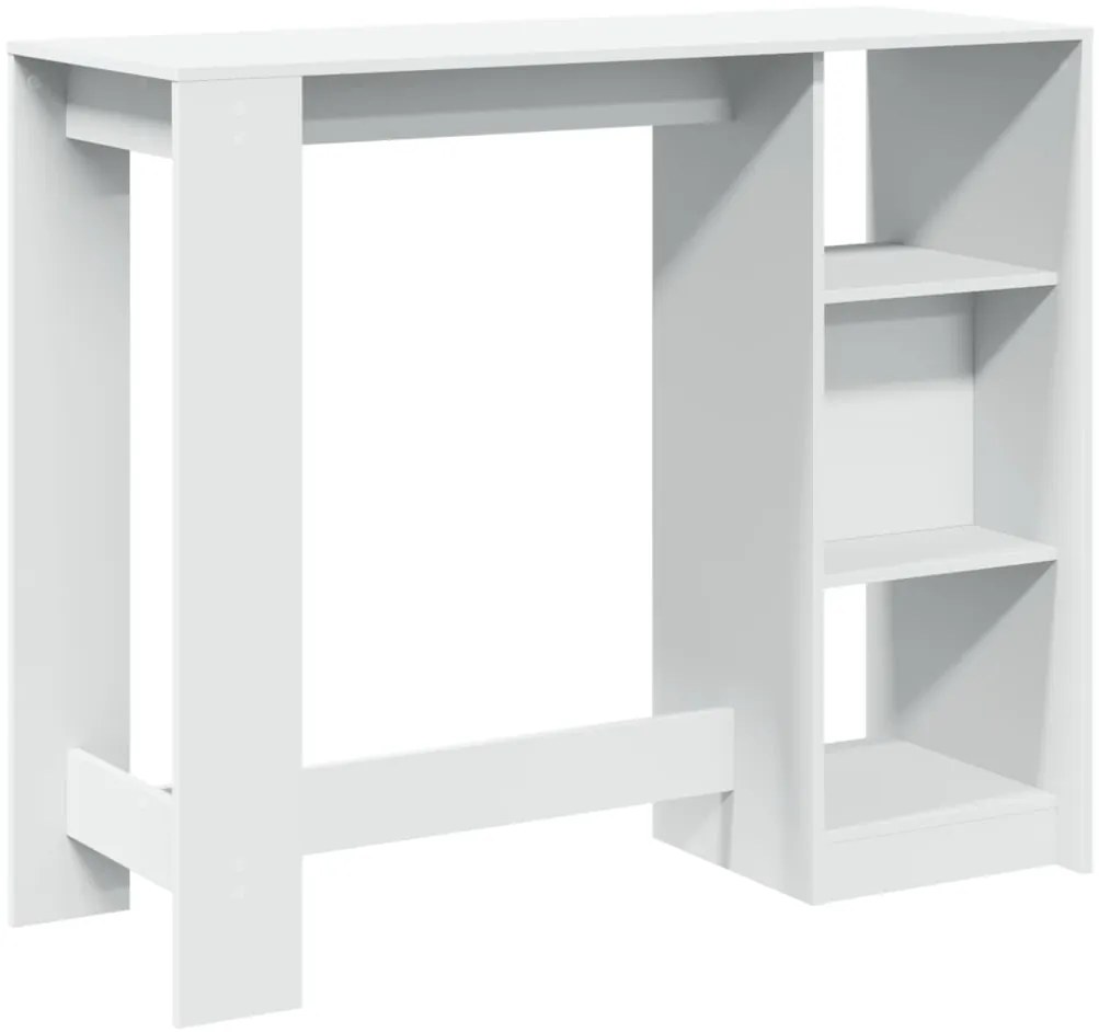Mesa de bar com prateleiras derivados de madeira branco