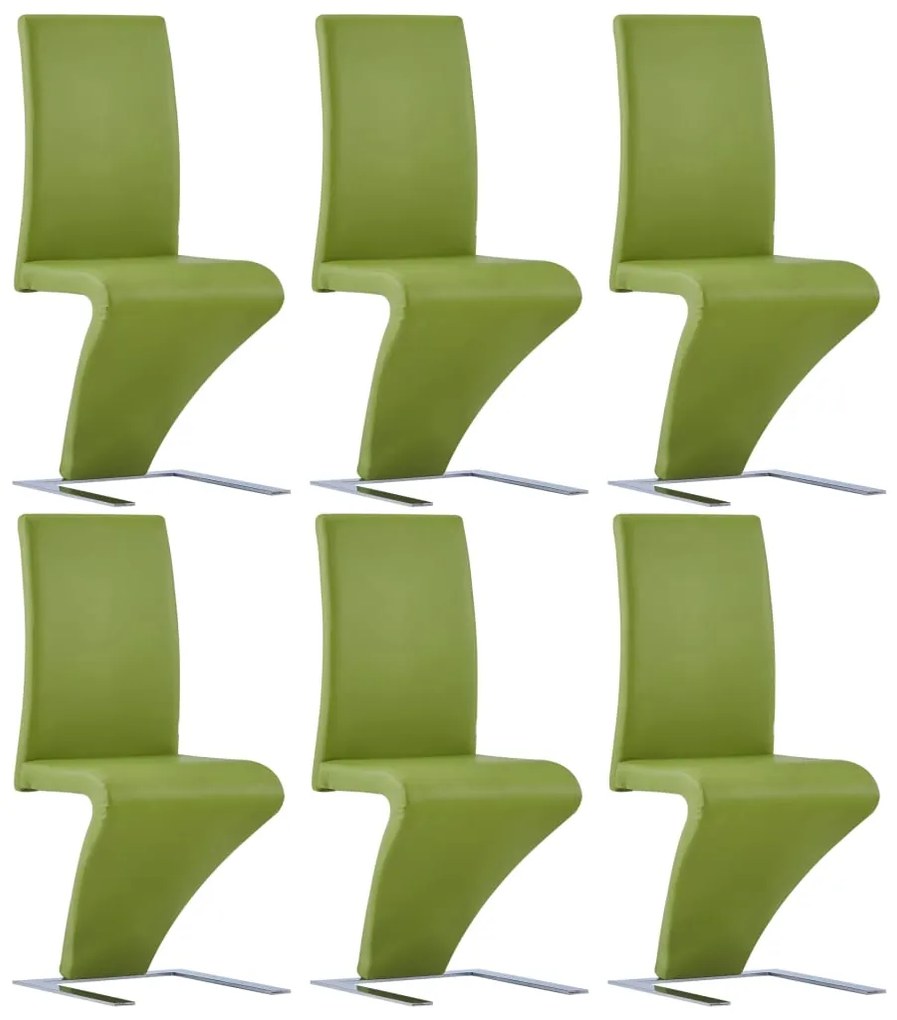 vidaXL Cadeiras de jantar ziguezague 6 pcs couro artificial verde