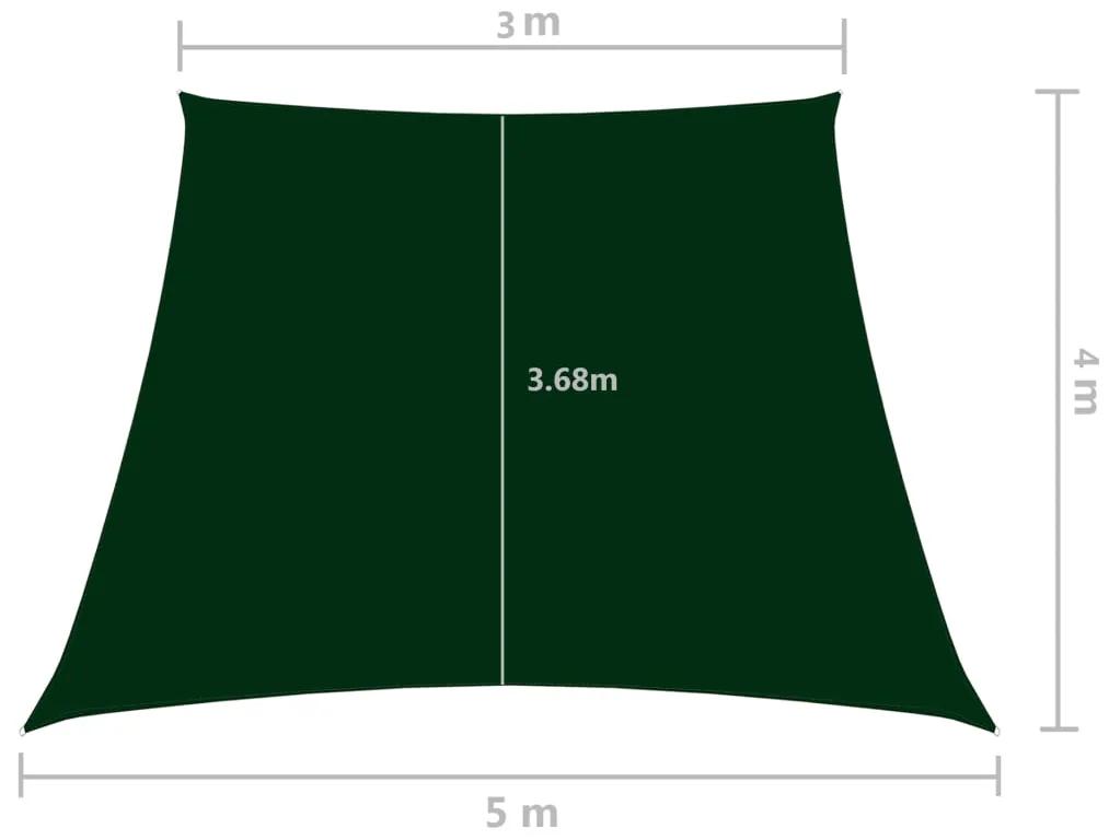 Para-sol estilo vela tecido oxford trapézio 3/5x4m verde-escuro