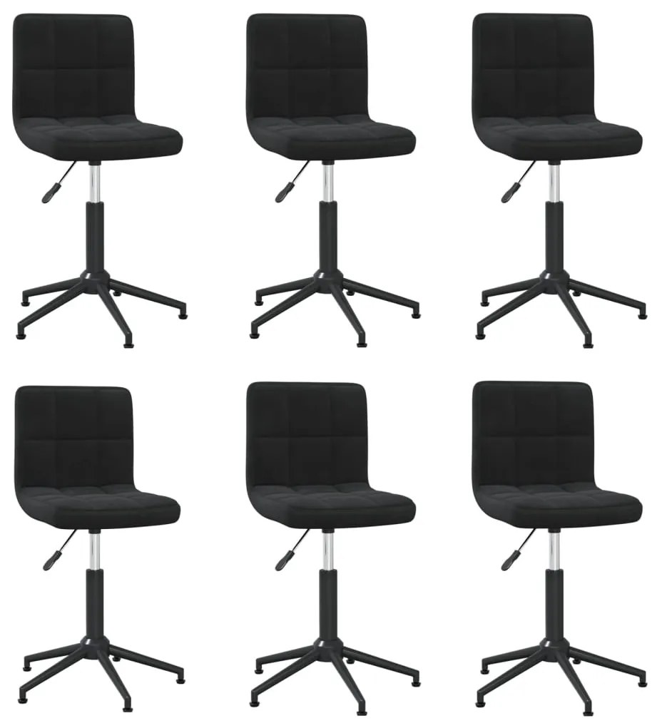 vidaXL Cadeiras de jantar giratórias 6 pcs veludo preto