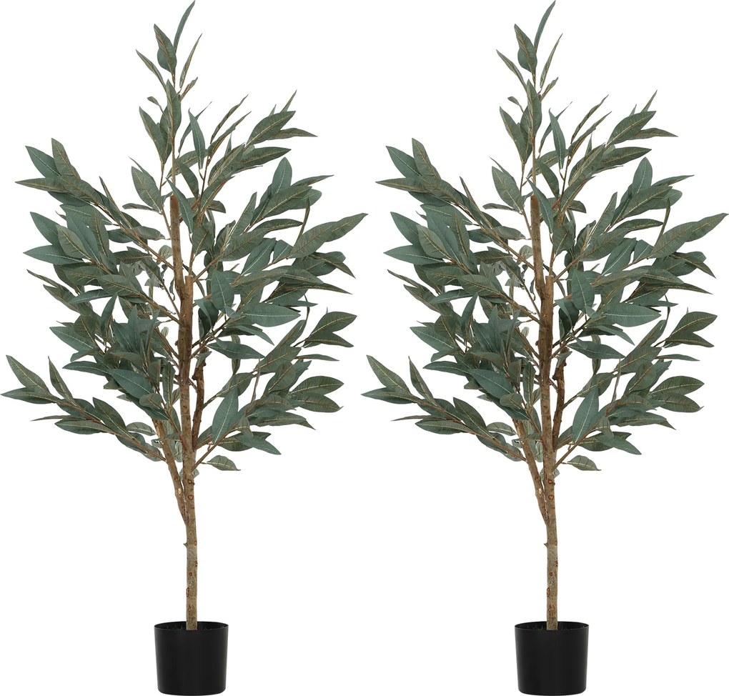 HOMCOM Conjunto de 2 Plantas Artificiais de Louro 150 cm Plantas Artificiais Decorativas Grande Verde | Aosom Portugal