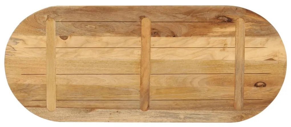Tampo de mesa oval 90x40x2,5 cm madeira mangueira áspera maciça