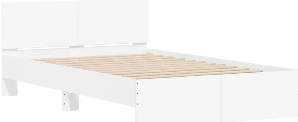 Estrutura de cama com cabeceira e luzes LED 120x200 cm branco