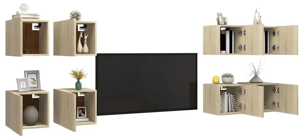 Móveis de parede para TV 8 pcs 30,5x30x30 cm carvalho sonoma