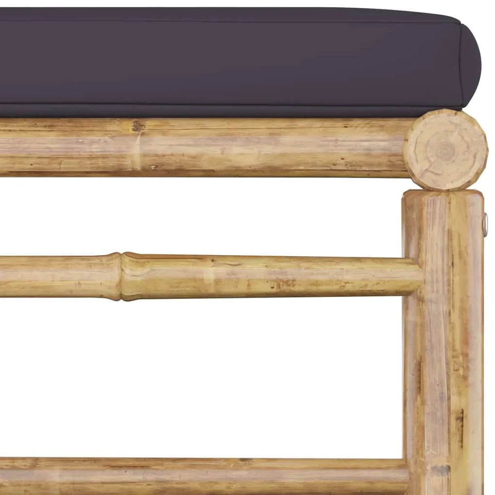 12 pcs conj. lounge jardim em bambu c/ almofadões cinza-escuro