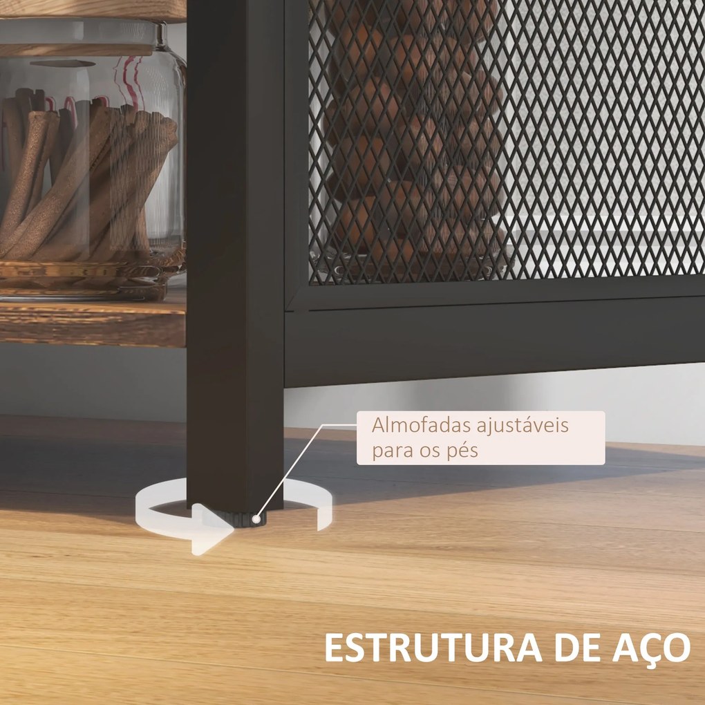 Aparador de Cozinha Industrial Móvel de Armazenamento de Garrafas com