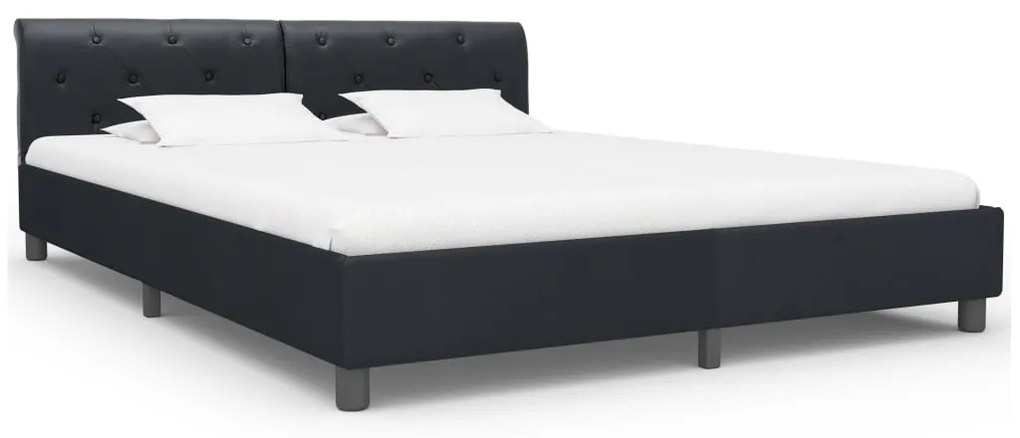 Estrutura de cama 180x200 cm couro artificial preto