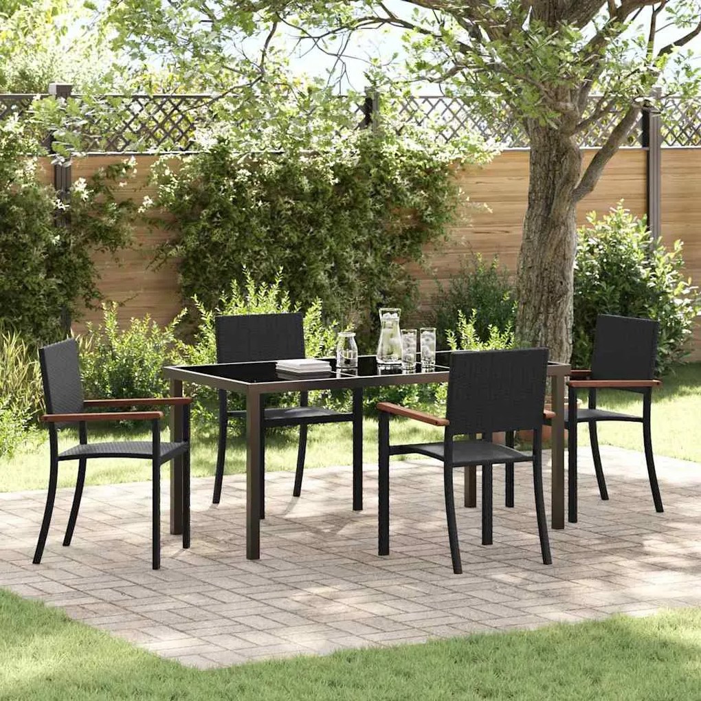 vidaXL Conjunto de Jantar para Jardim 5 pcs Preto Aço revestido a pó