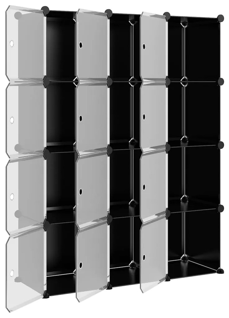 Organizador de arrumação com 12 cubos e portas PP preto