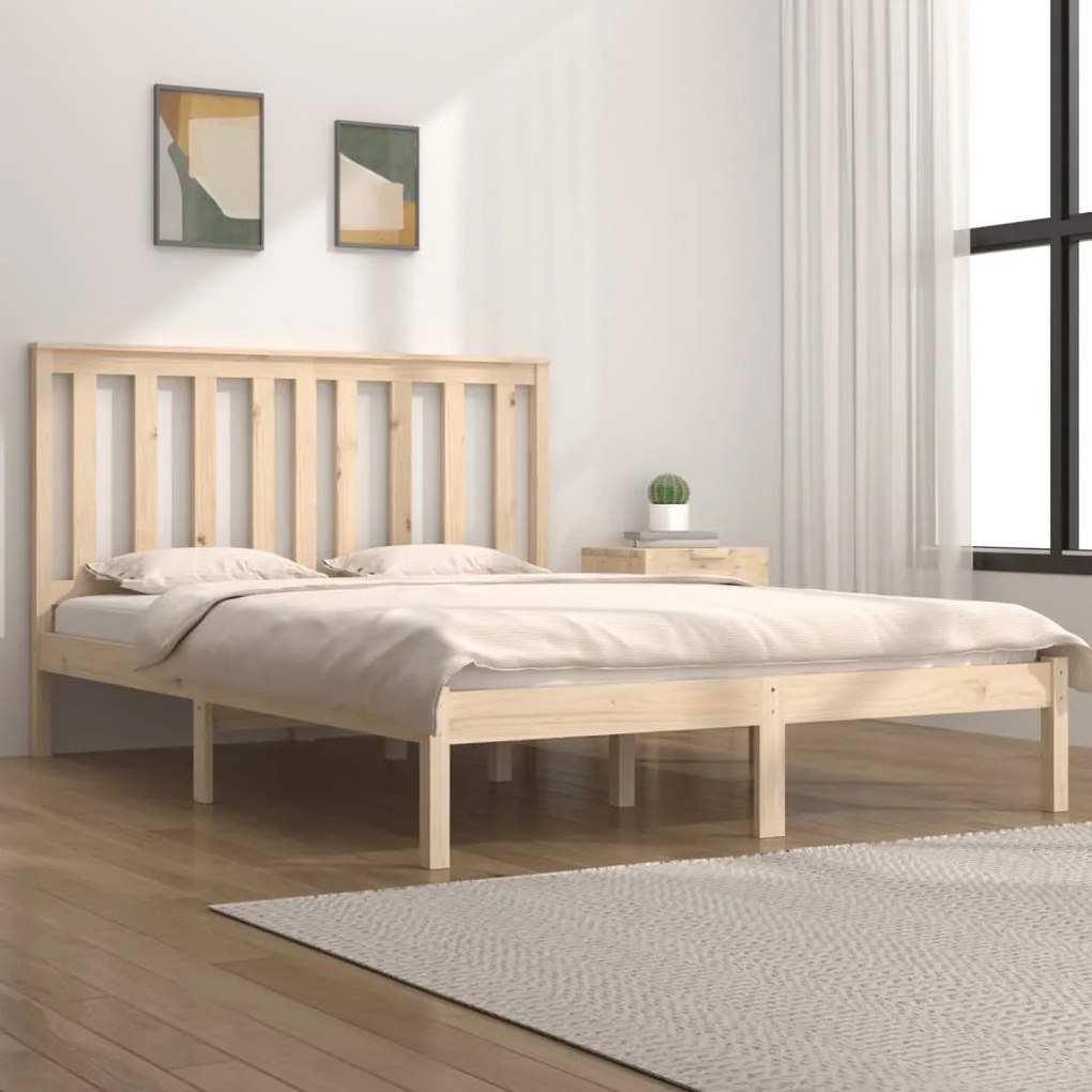 vidaXL Estrutura de cama 140x190 cm pinho maciço