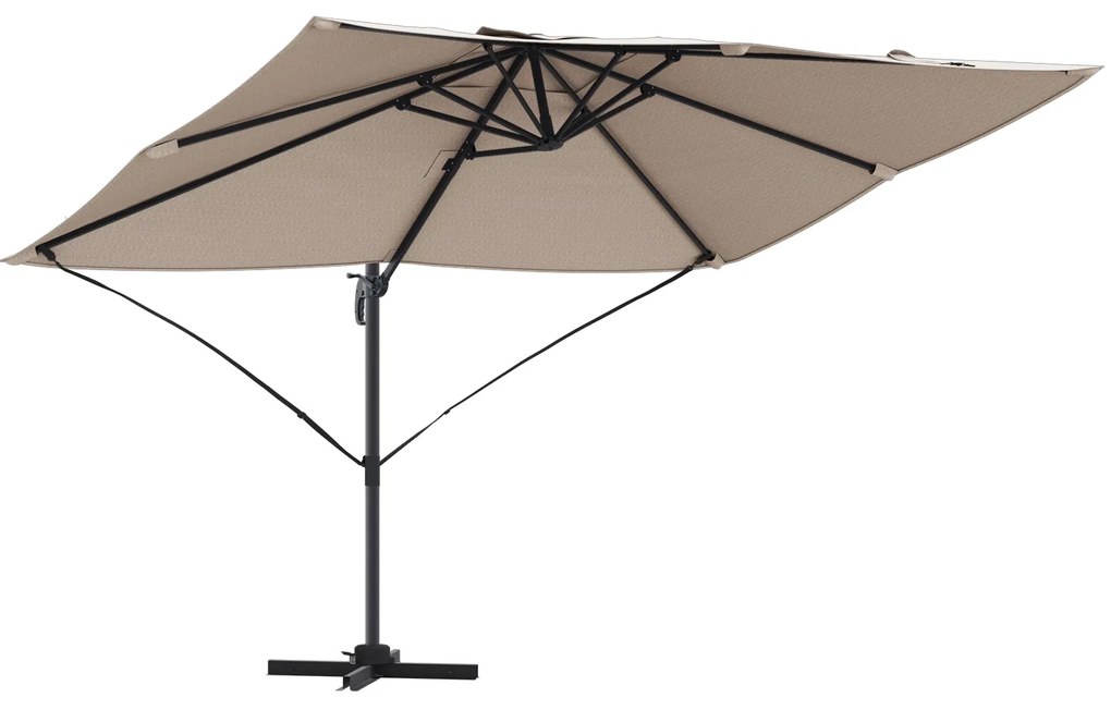 Guarda-sol de Braço Articulado Taupe Poliéster Grande Dobrável
