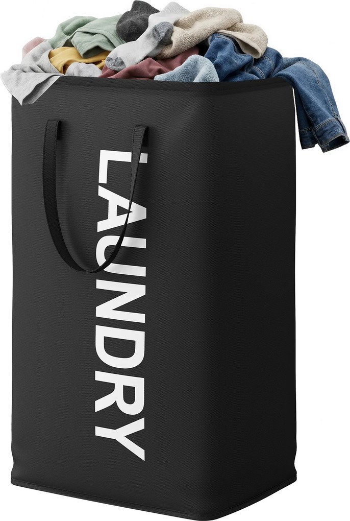 Cesto de roupa suja dobrável, 80 L 40 x 30 x 68 cm Preto