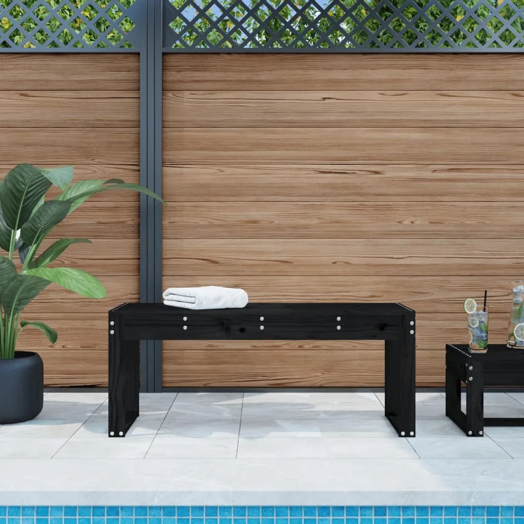 825097 vidaXL Banco de jardim 110x38x45 cm madeira de pinho maciça preto