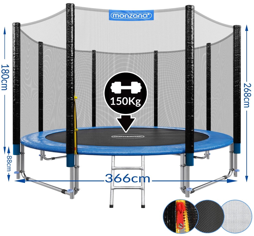 Trampolim Ø366 cm com rede de segurança TÜV SÜD GS Azul
