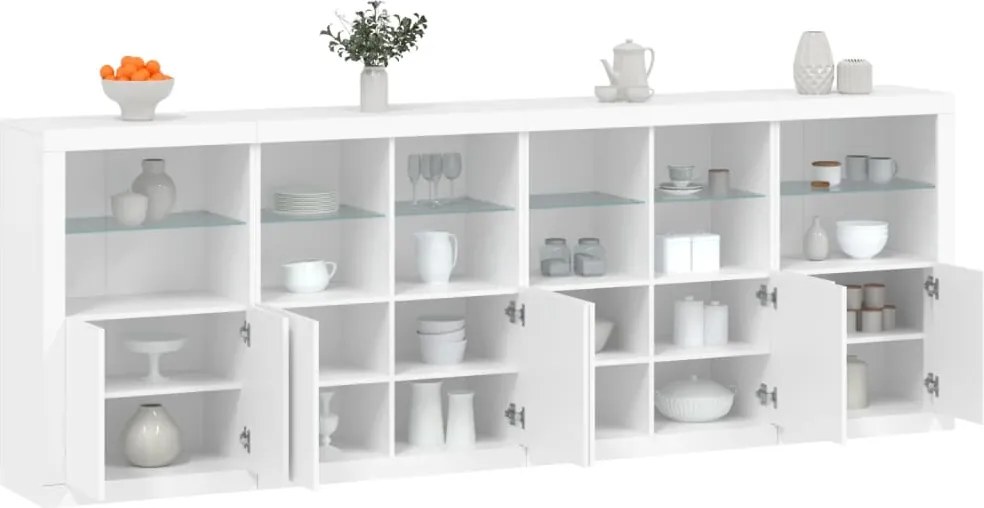 vidaXL Aparador com luzes LED 283x37x100 cm branco