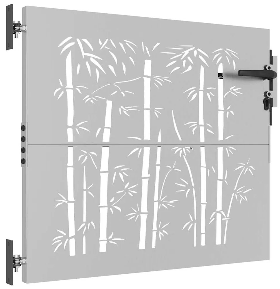 Portão de jardim 85x100 cm aço corten design bambu