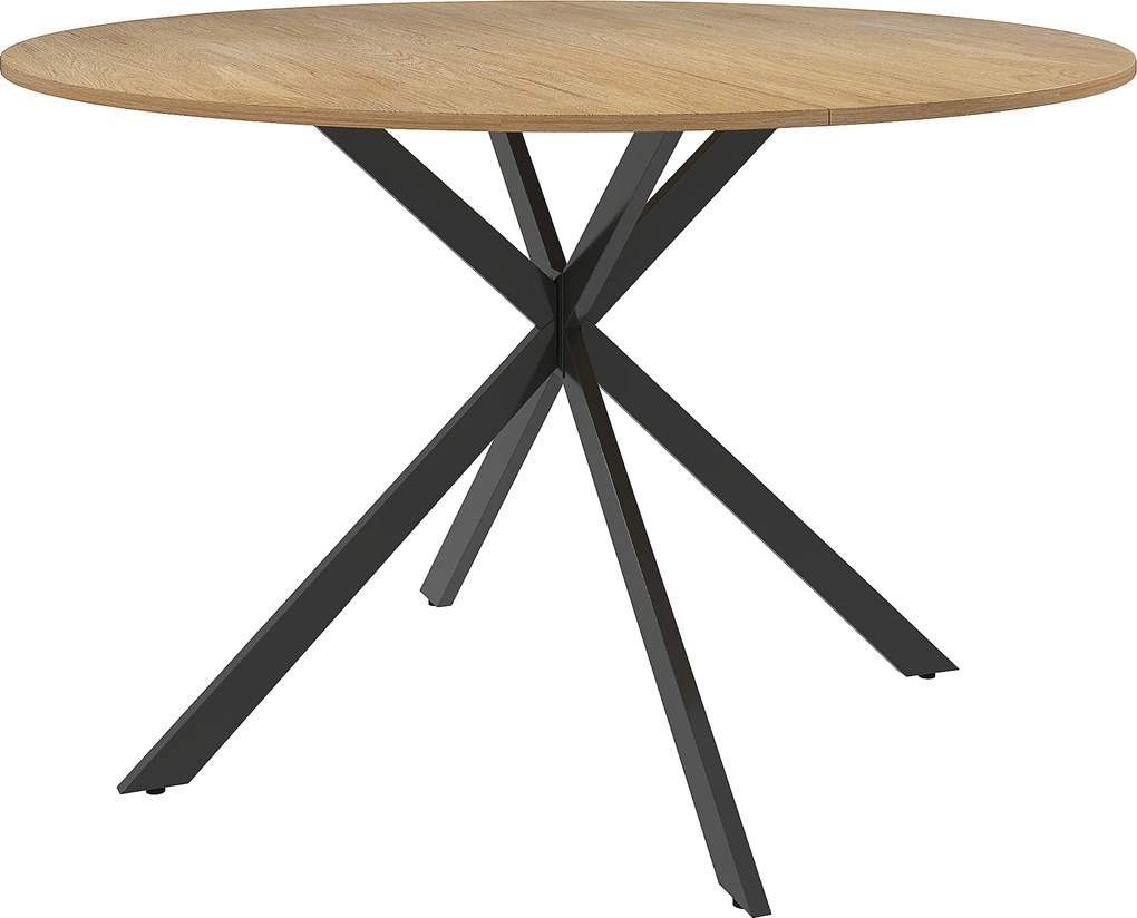 Mesa de Refeição Redonda (CADEIRAS NÃO INCLUIDAS) para 4 Pessoas Mesa de Cozinha Industrial com Estrutura de Aço Ø120x75 cm Madeira