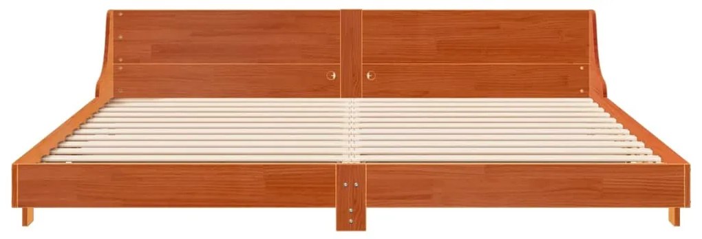 Cama sem colchão 200x200 cm pinho maciço castanho-mel