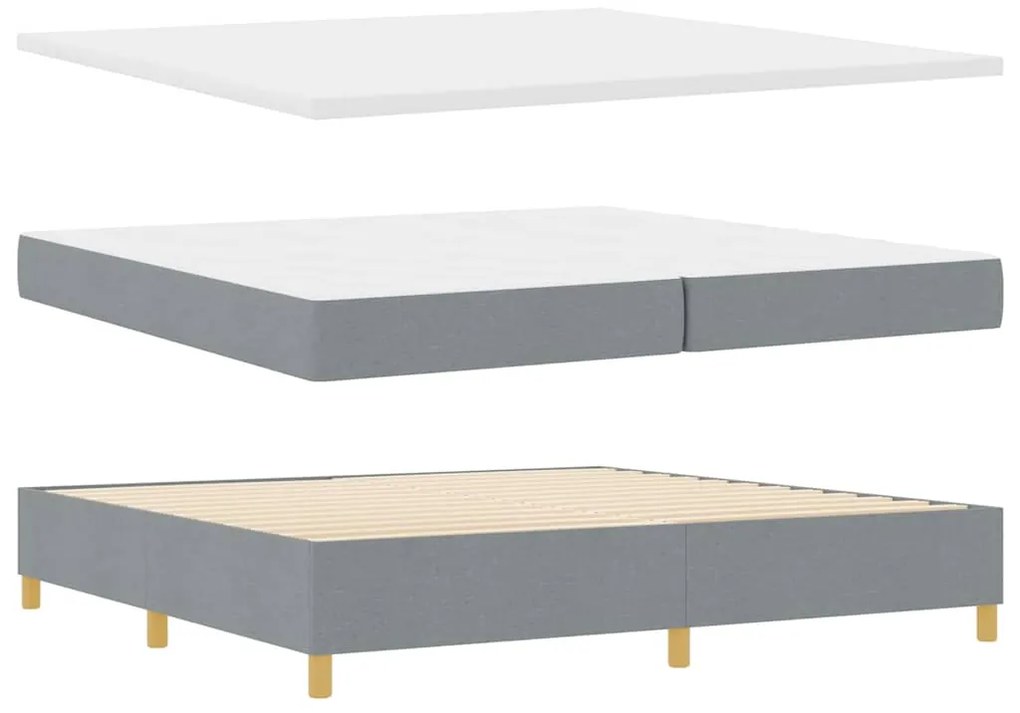 Cama Box com Colchão &amp; Luz LED Cinzento-claro 200x200 cm em Tecido