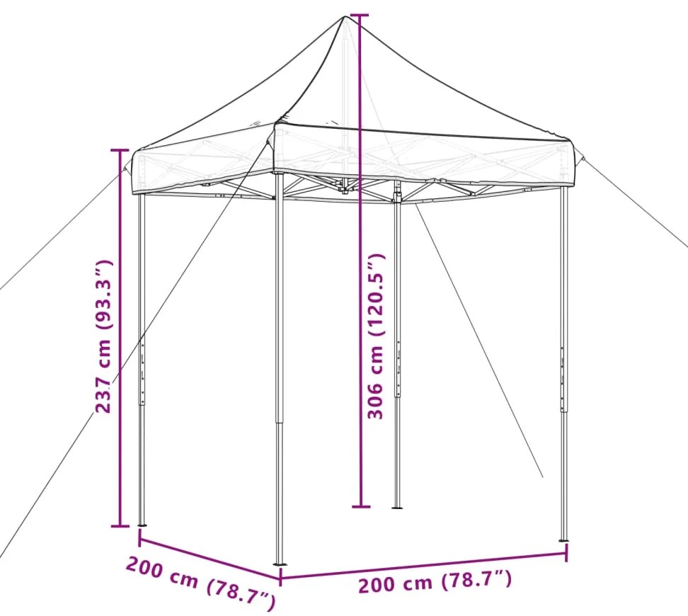 Tenda p/ festas pop-up dobrável 200x200x306cm cinza-acastanhado