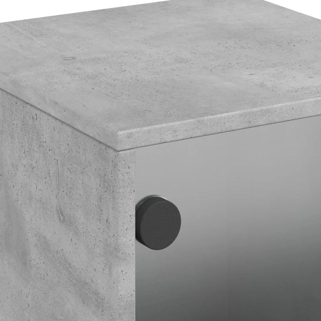 Mesa de cabeceira c/ porta de vidro 35x37x50cm cinzento cimento