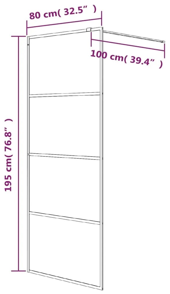 Divisória de chuveiro branco 80x195 cm vidro ESG transparente