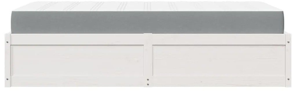 Cama com colchão 100x200 cm madeira de pinho maciça branco