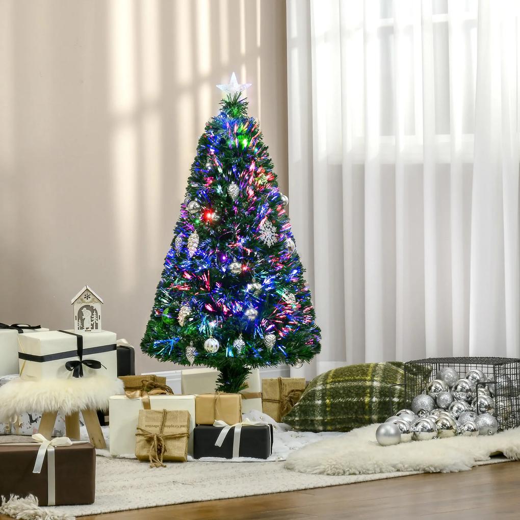 HOMCOM Árvore de Natal artificial 120cm Pinheiro Decoração de Natal com 16 LED 3 Cores 130 Ramos Verde PVC