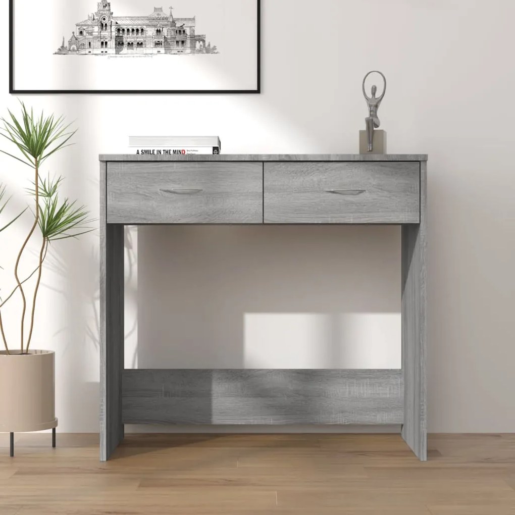 815475 vidaXL Secretária 80x40x75 cm derivados de madeira cor cinzento sonoma
