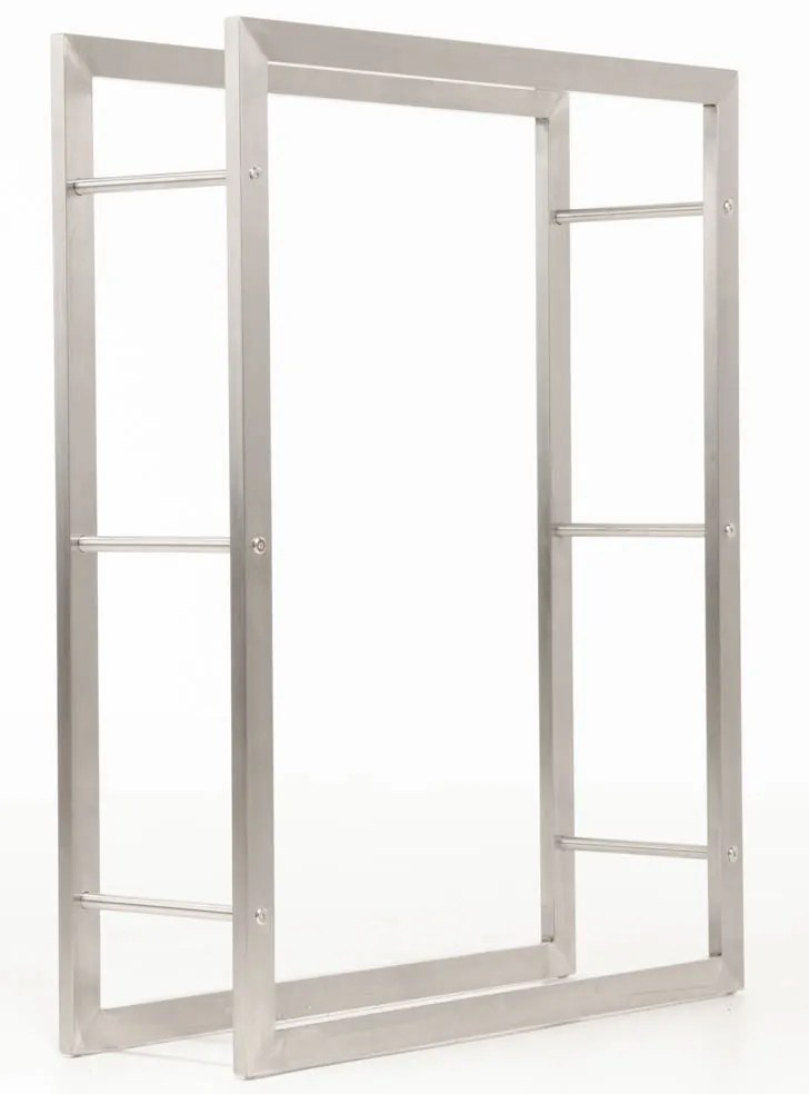 Suporte para lenha Keri em aço inoxidável 80 x 100 x 25 cm Prateado