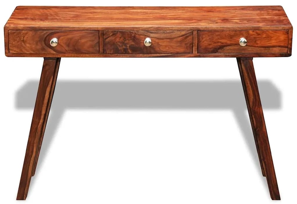 Mesa consola com 3 gavetas 76 cm madeira acácia sólida