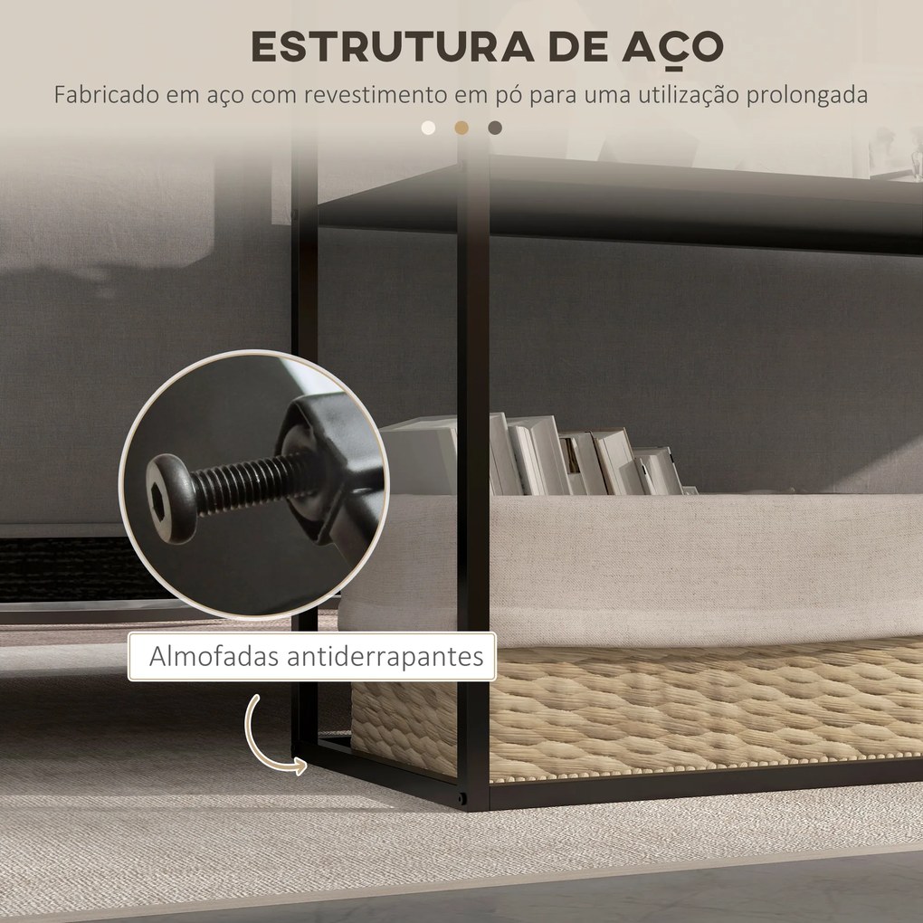 Mesa Consola Estilo Industrial Mesa de Entrada com Prateleira Estrutura de Aço e Desenho Anti-Tombo 90x30x75 cm Preto