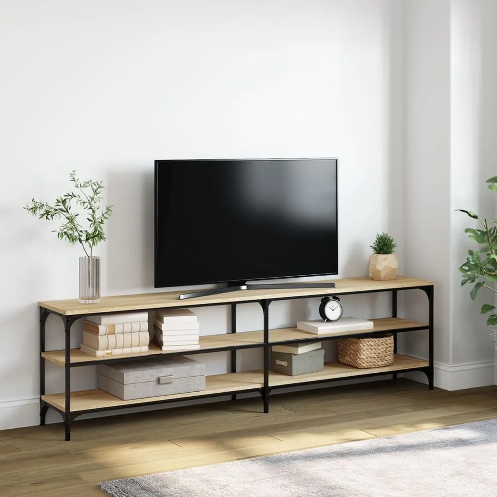 Móvel de TV 180x30x50cm derivados madeira/metal carvalho sonoma