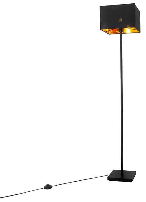 Candeeiro de pé moderno preto com dourado quadrado - VT 1 Moderno