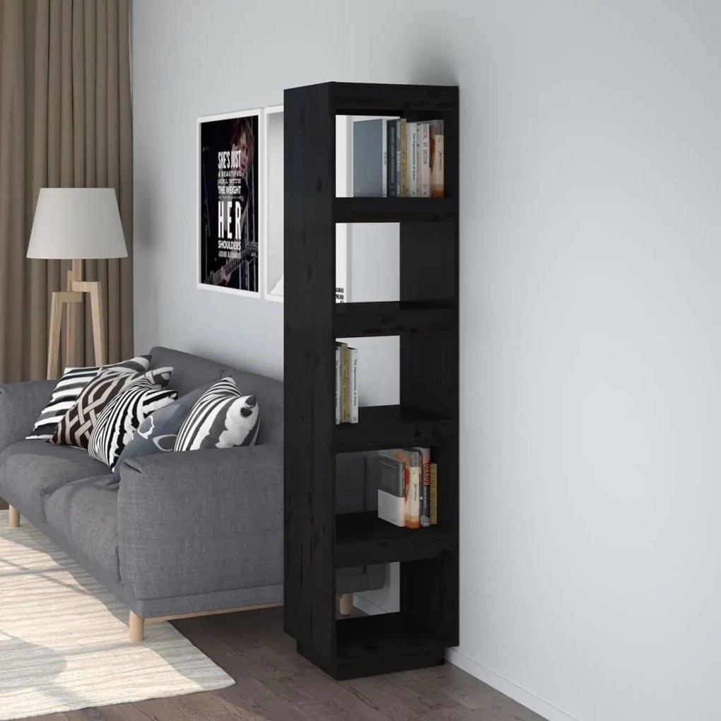 vidaXL Estante/divisória 40x35x167 cm pinho maciço preto
