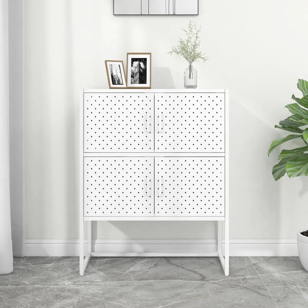 vidaXL Aparador alto 80x35x100 cm aço branco