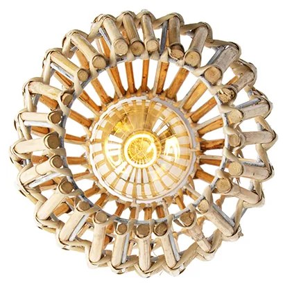 Candeeiro de teto rústico bambu e branco - Canna Capsule