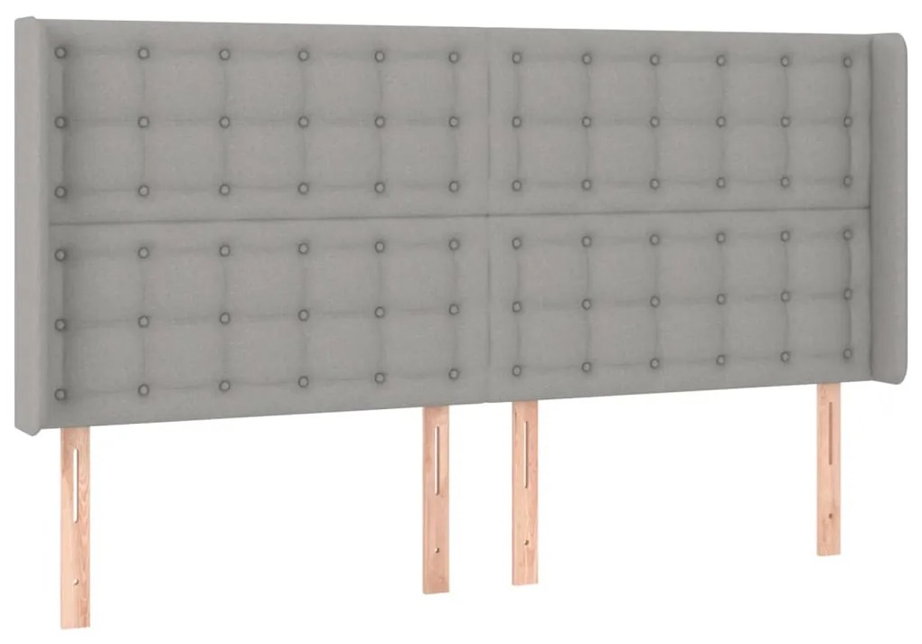 Cama box spring c/ colchão e LED 160x200 cm tecido cinza-claro