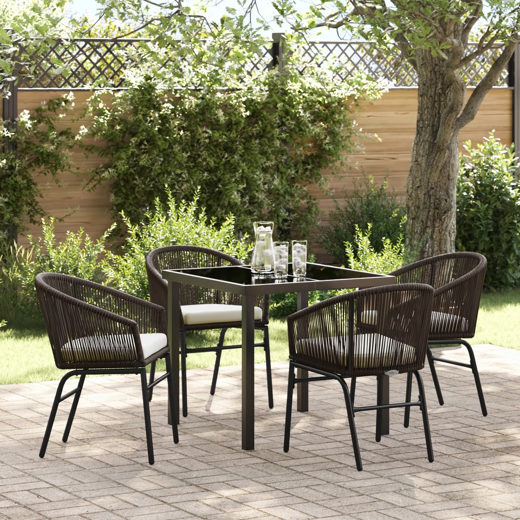 Conjunto de Jantar de Jardim 5 Peças Marrom Rattan PE
