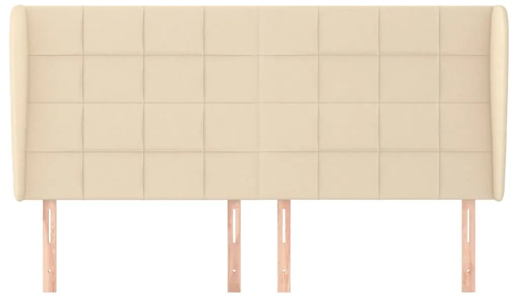 Cabeceira de cama c/ abas tecido 203x23x118/128 cm creme