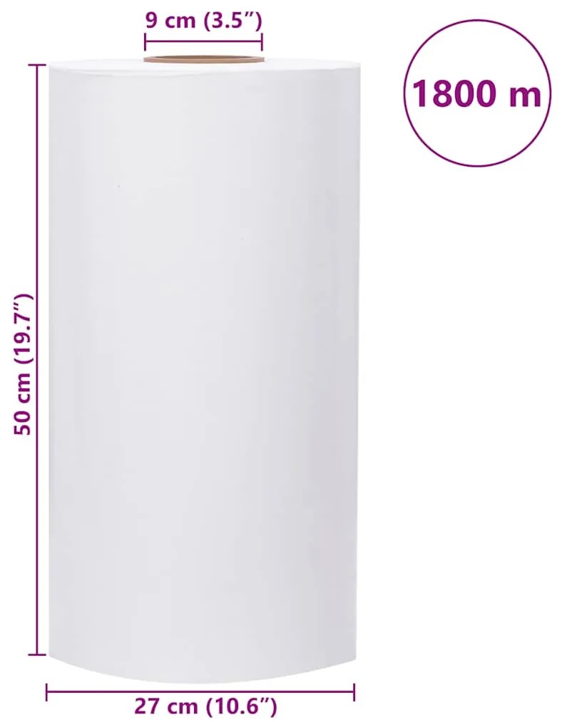 Película extensível agrícola branco 25 µm 50 cm x 1800 m