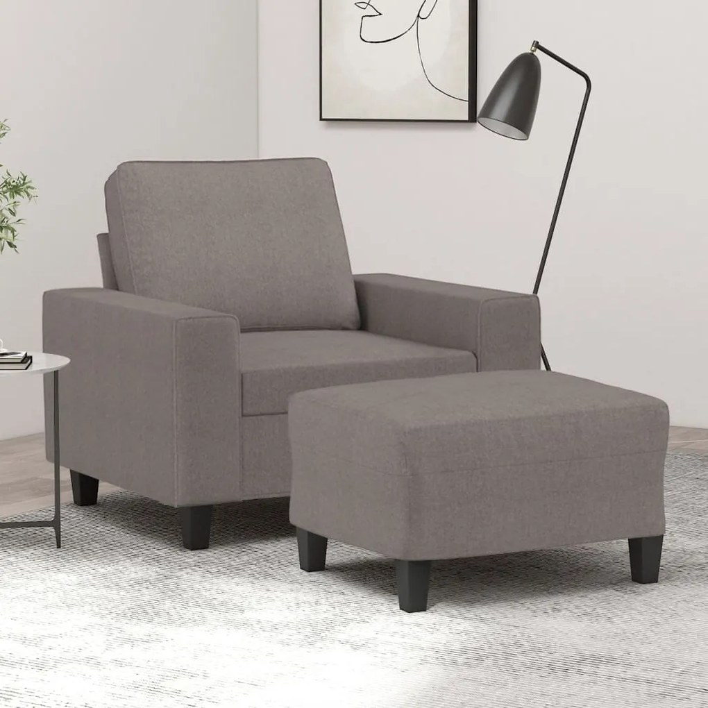 vidaXL Poltrona com apoio de pés 60 cm tecido cinza-acastanhado