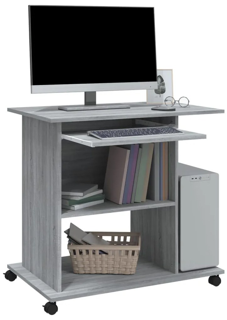 Mesa computador 80x50x75 cm derivados madeira sonoma cinza